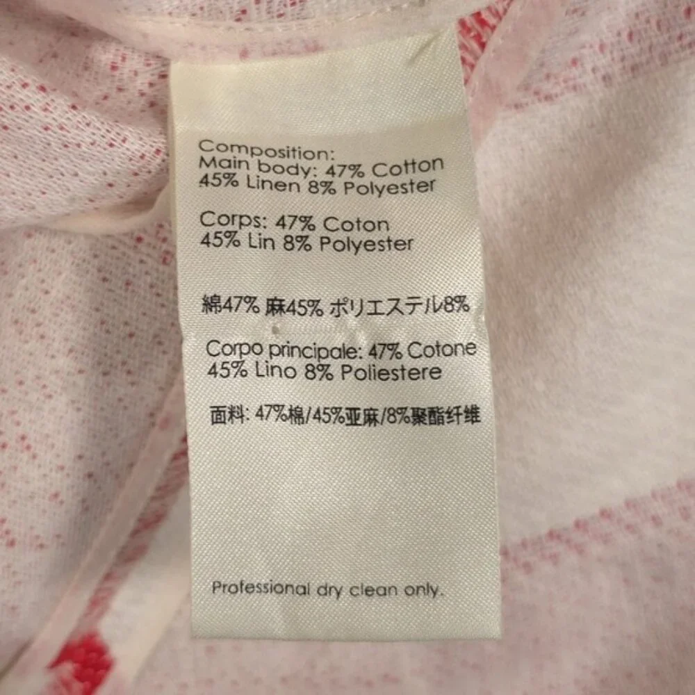 3.1 Phillip Lim LINEN Blend Chevron Red White Skirt A-Line Flare Flounce‎ Size 8